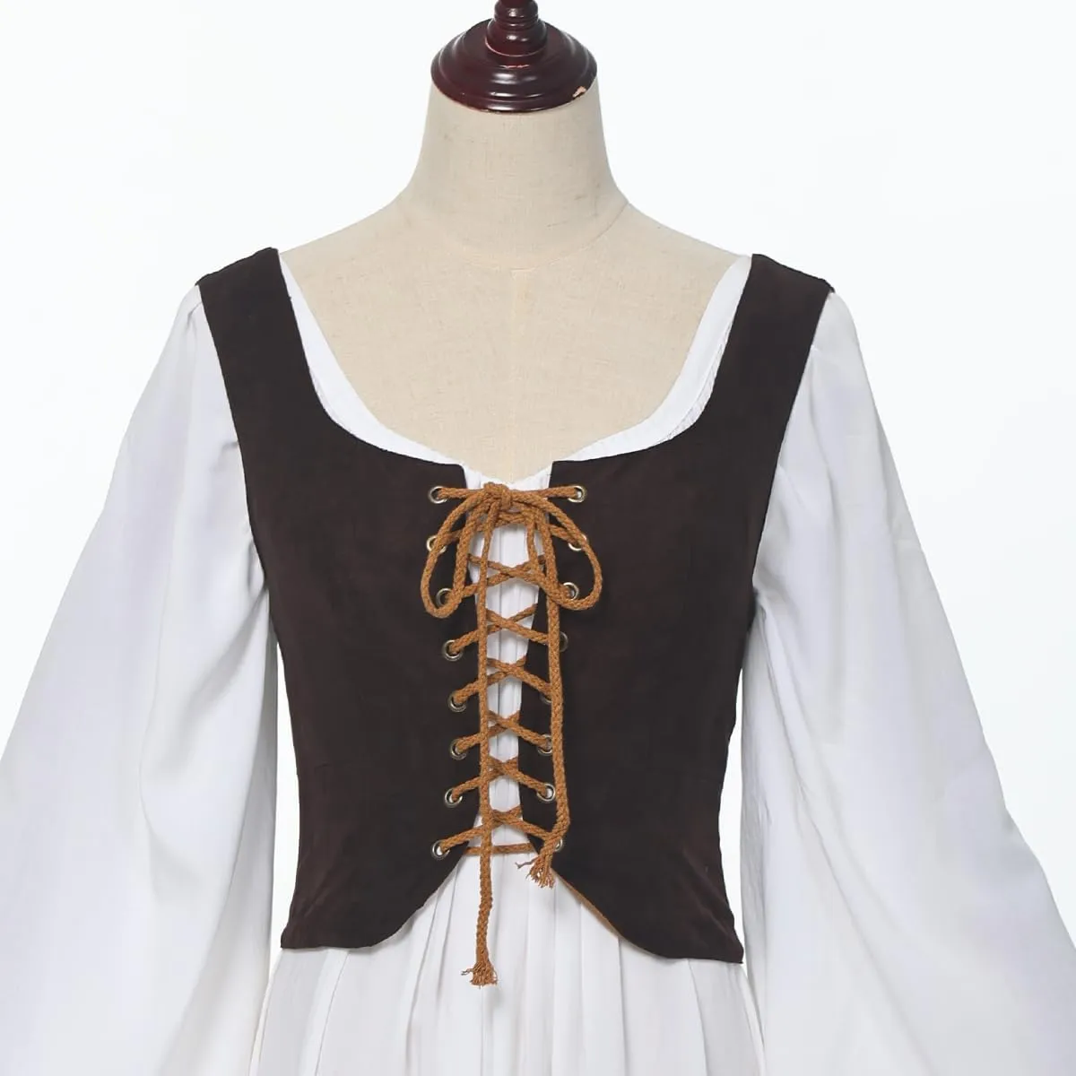 Women's Reversible Suede Vest Renaissance Pirates Vest Steampunk Gothic Medieval Corset Top