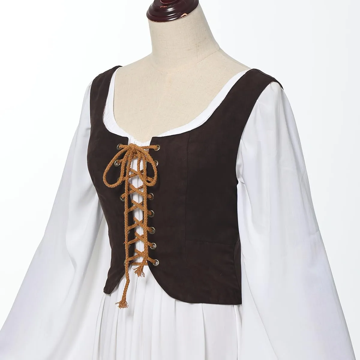 Women's Reversible Suede Vest Renaissance Pirates Vest Steampunk Gothic Medieval Corset Top