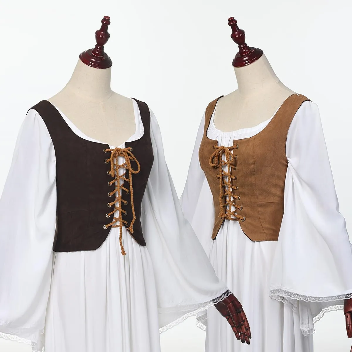 Women's Reversible Suede Vest Renaissance Pirates Vest Steampunk Gothic Medieval Corset Top