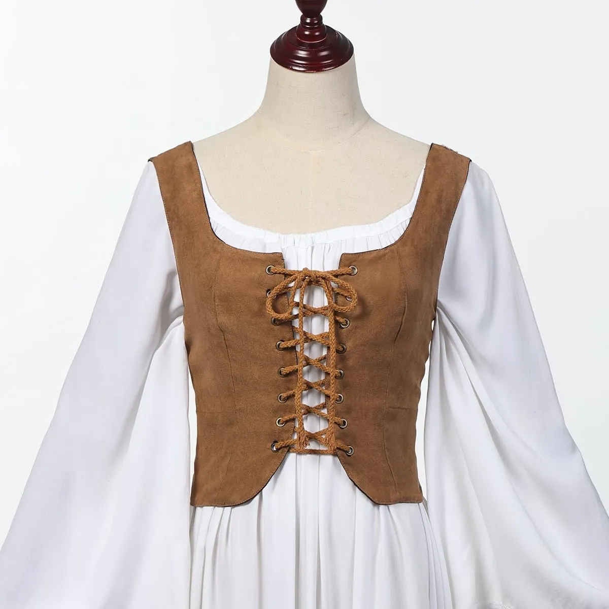 Women's Reversible Suede Vest Renaissance Pirates Vest Steampunk Gothic Medieval Corset Top