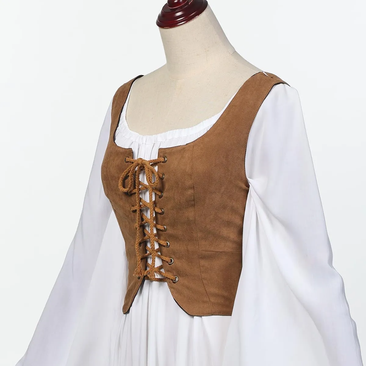 Women's Reversible Suede Vest Renaissance Pirates Vest Steampunk Gothic Medieval Corset Top