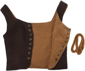 Women's Reversible Suede Vest Renaissance Pirates Vest Steampunk Gothic Medieval Corset Top