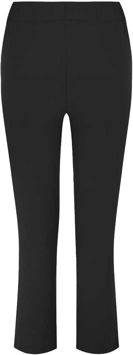 Womens Roll Up Straight Leg Linen Pants Casual Drawstring Elastic Waist Loose Slacks Lounge Petite Pants with Pockets