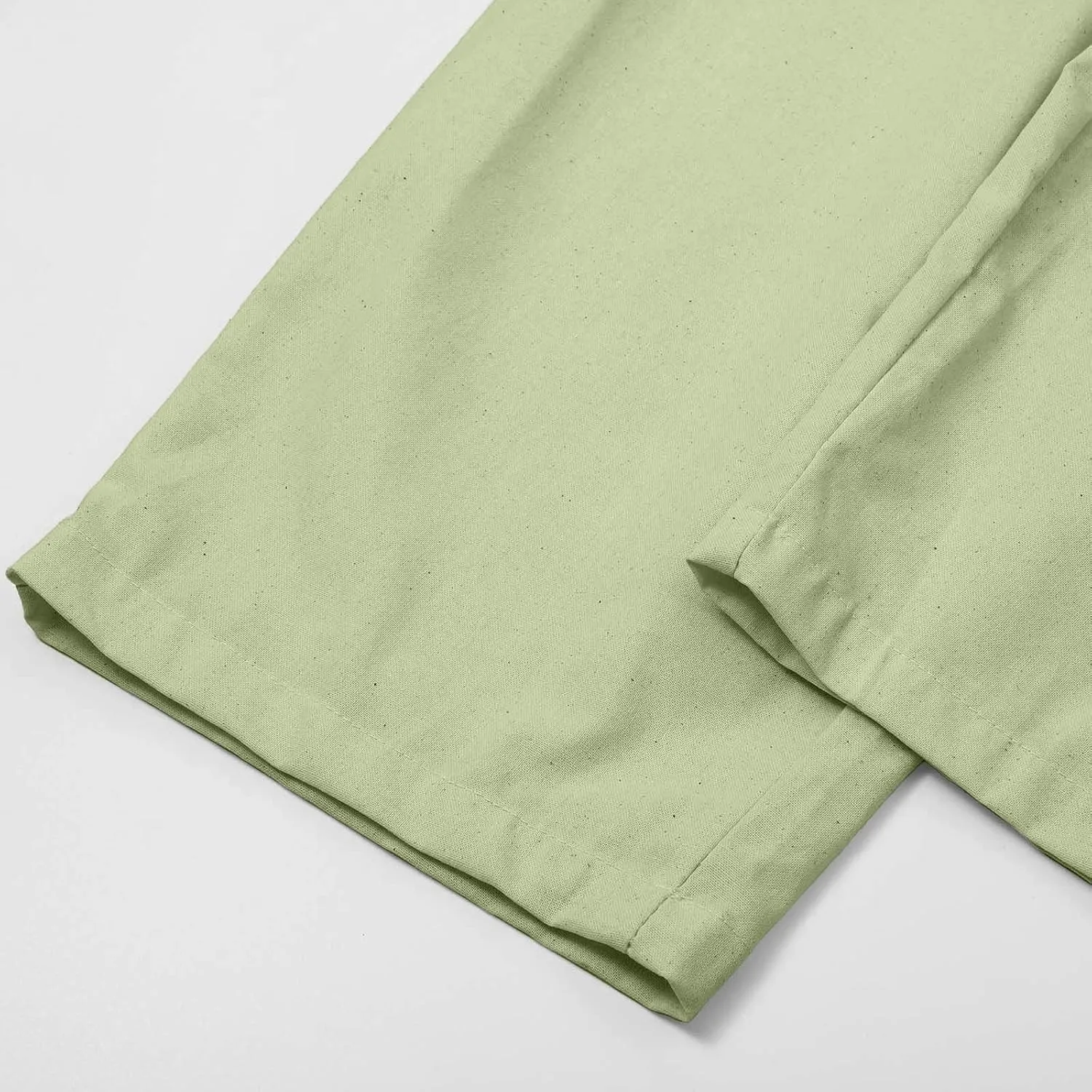 Womens Roll Up Straight Leg Linen Pants Casual Drawstring Elastic Waist Loose Slacks Lounge Petite Pants with Pockets
