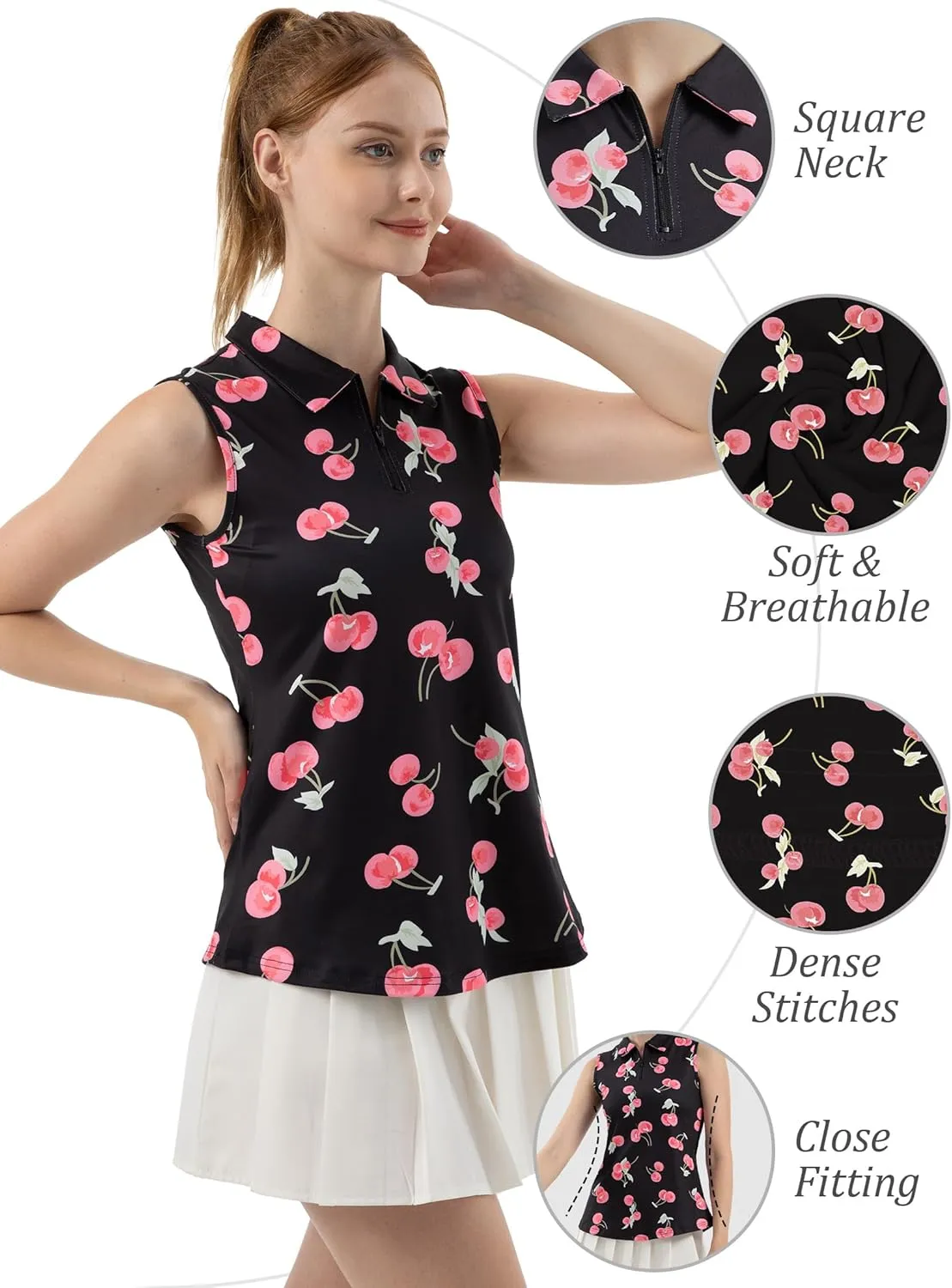 Women's Sleeveless Polo Golf Tennis Shirt Tank Tops T-Shirts V-Neck with Collar Quick Dry Workout Athletic