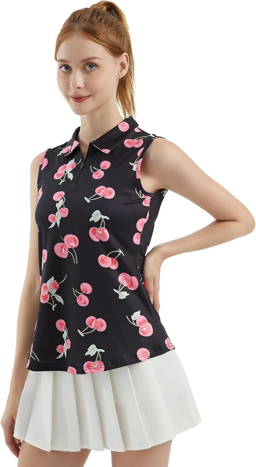 Women's Sleeveless Polo Golf Tennis Shirt Tank Tops T-Shirts V-Neck with Collar Quick Dry Workout Athletic