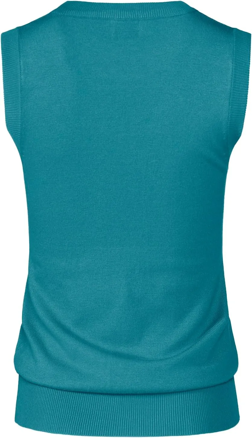 Women's Solid Basic V-Neck Sleeveless Soft Stretch Pullover Sweater Vest Top