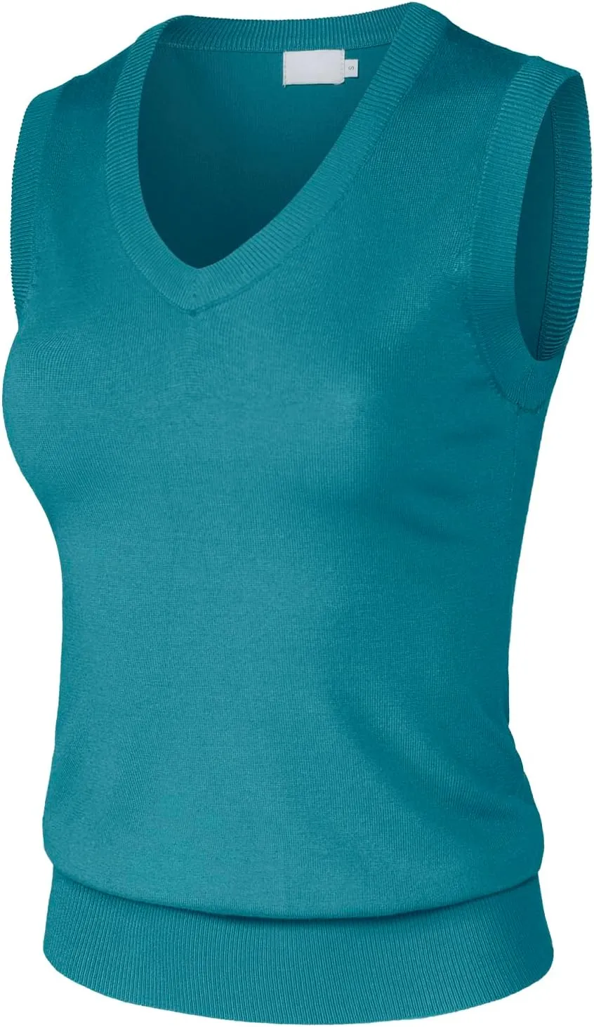 Women's Solid Basic V-Neck Sleeveless Soft Stretch Pullover Sweater Vest Top