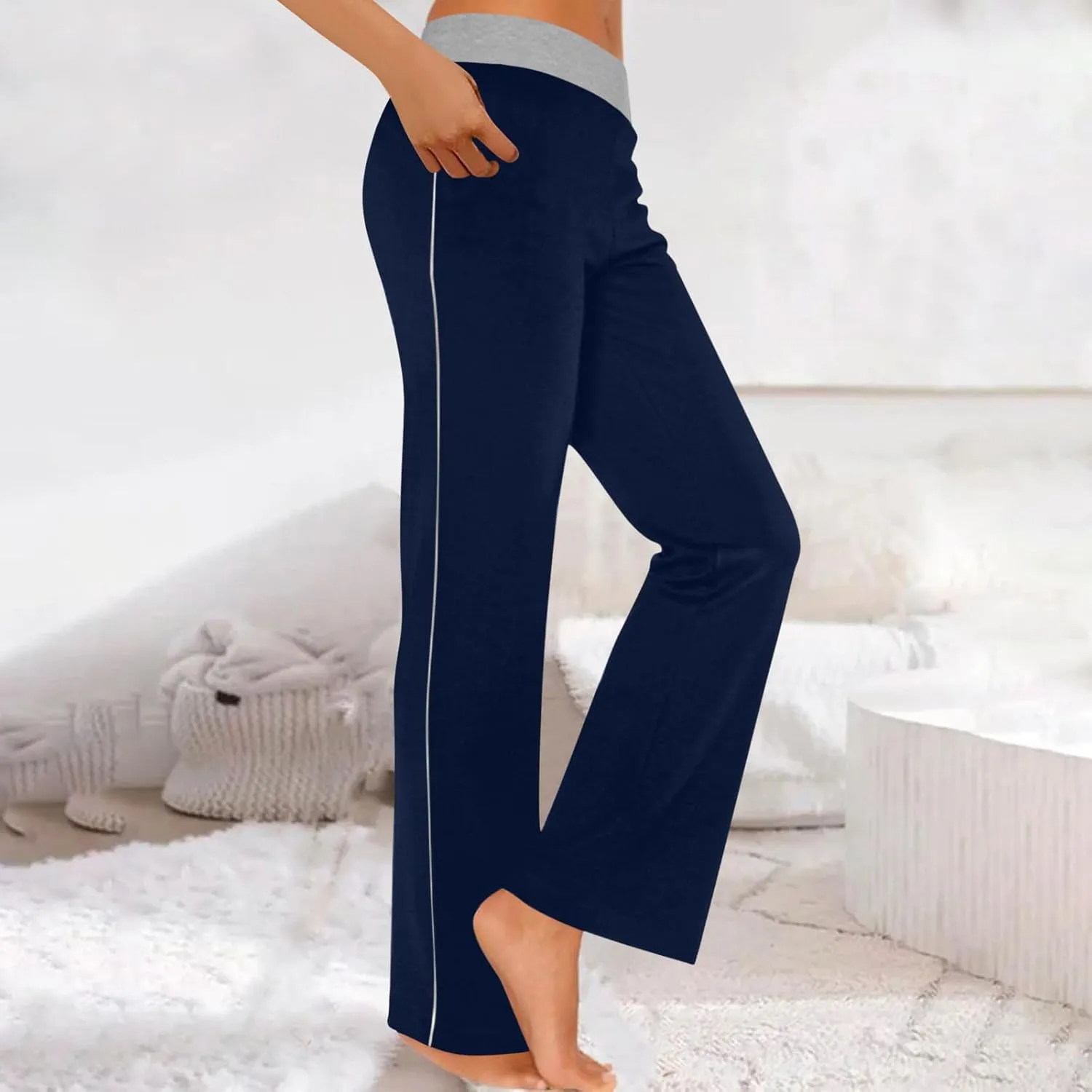 Women's Sweatpant Yoga Leggings Side Striped High Waist Stretch Comfy Jogger Gym Sport Workout Pants Trousers Slacks