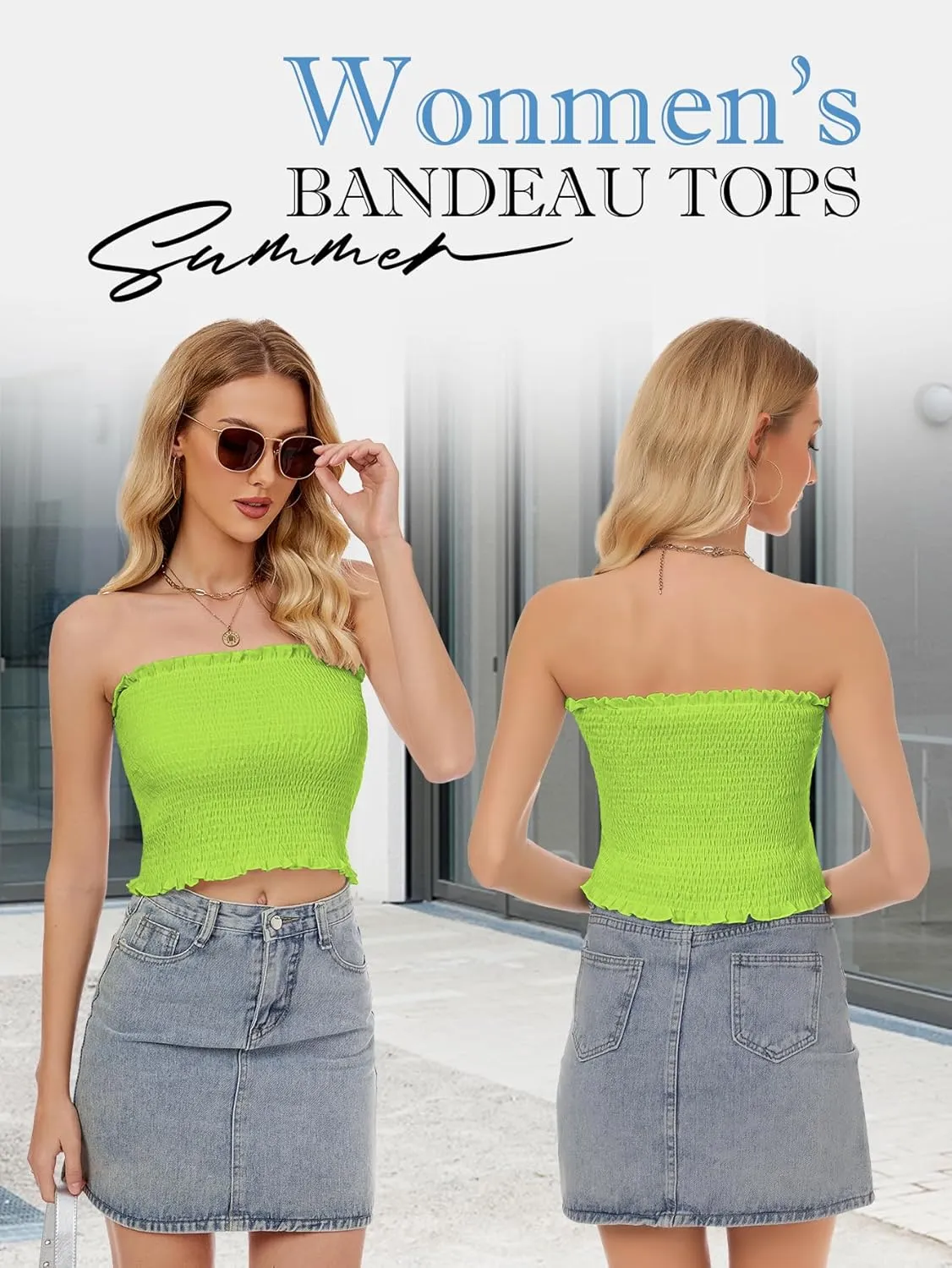 Womens Tube Top Summer Strapless Crop Tops Basic Tank Casual Sleeveless Shirt