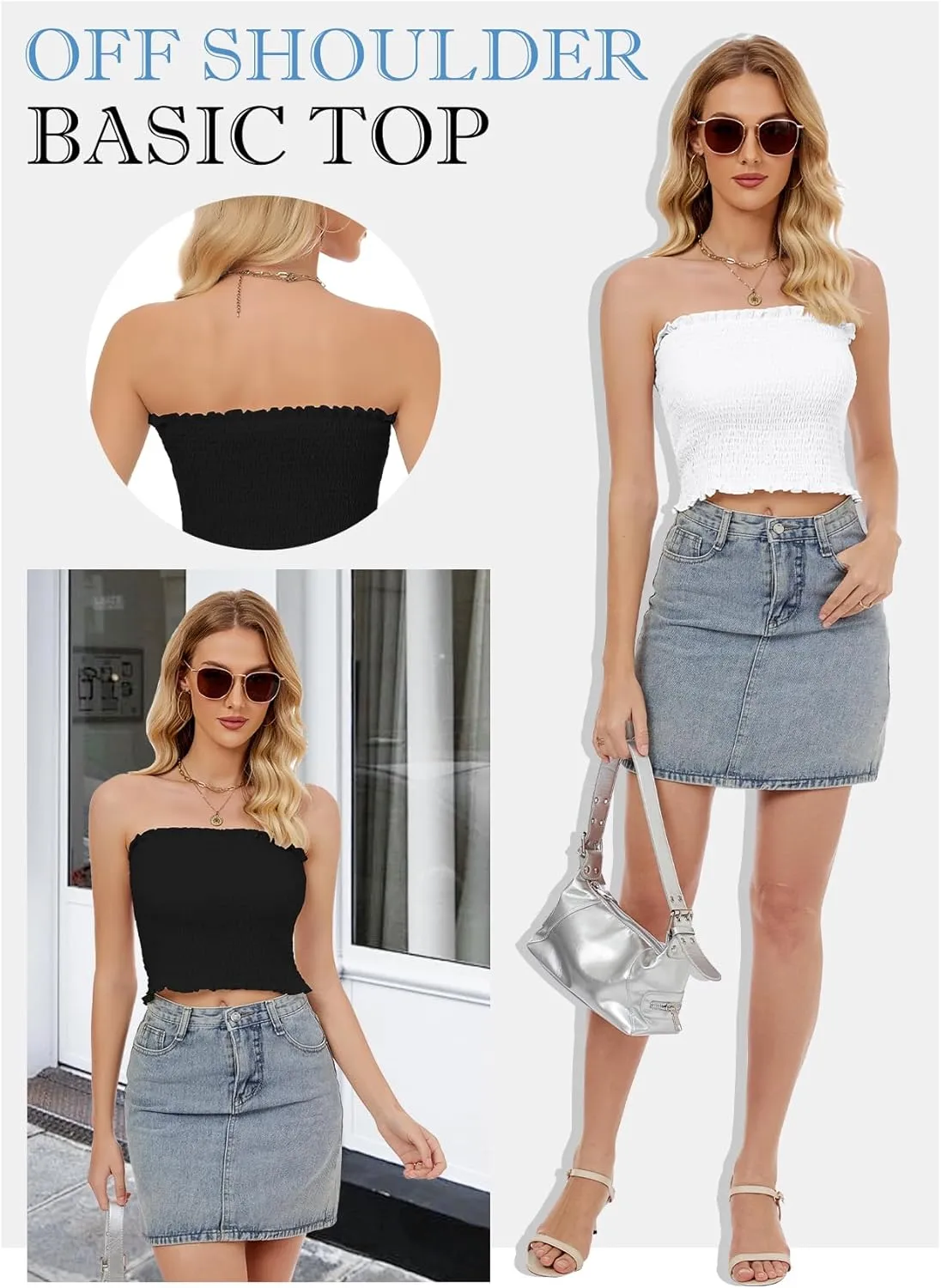 Womens Tube Top Summer Strapless Crop Tops Basic Tank Casual Sleeveless Shirt
