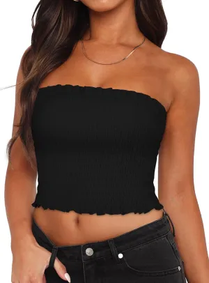 Womens Tube Top Summer Strapless Crop Tops Basic Tank Casual Sleeveless Shirt