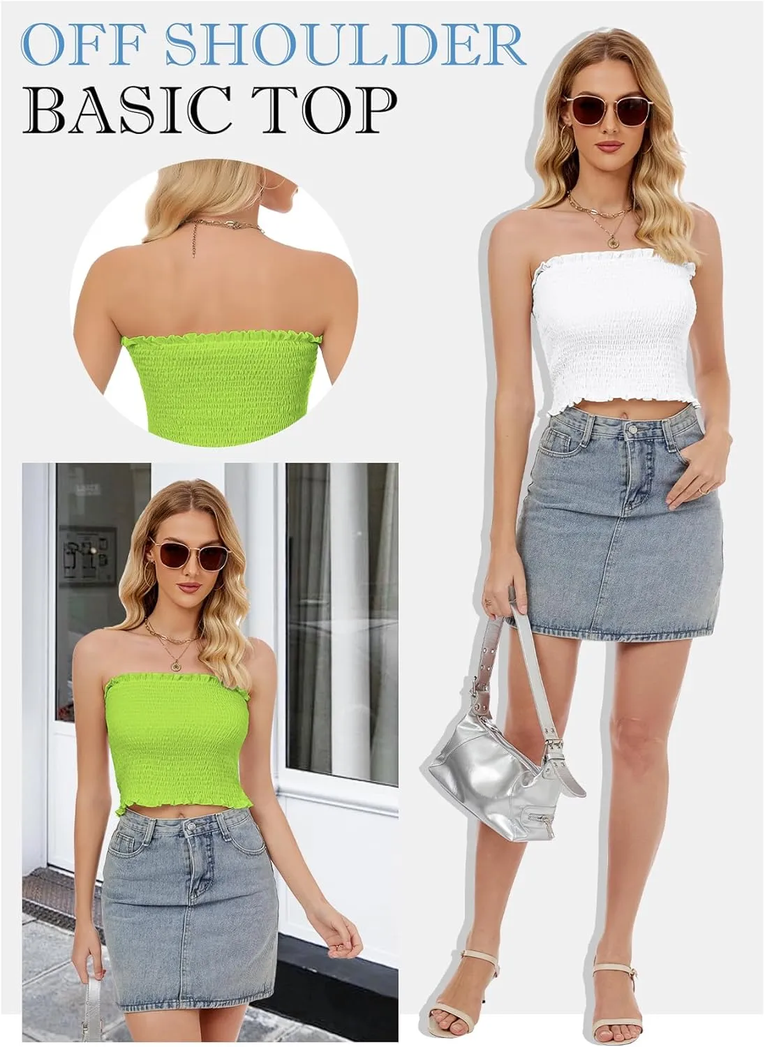 Womens Tube Top Summer Strapless Crop Tops Basic Tank Casual Sleeveless Shirt