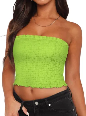 Womens Tube Top Summer Strapless Crop Tops Basic Tank Casual Sleeveless Shirt