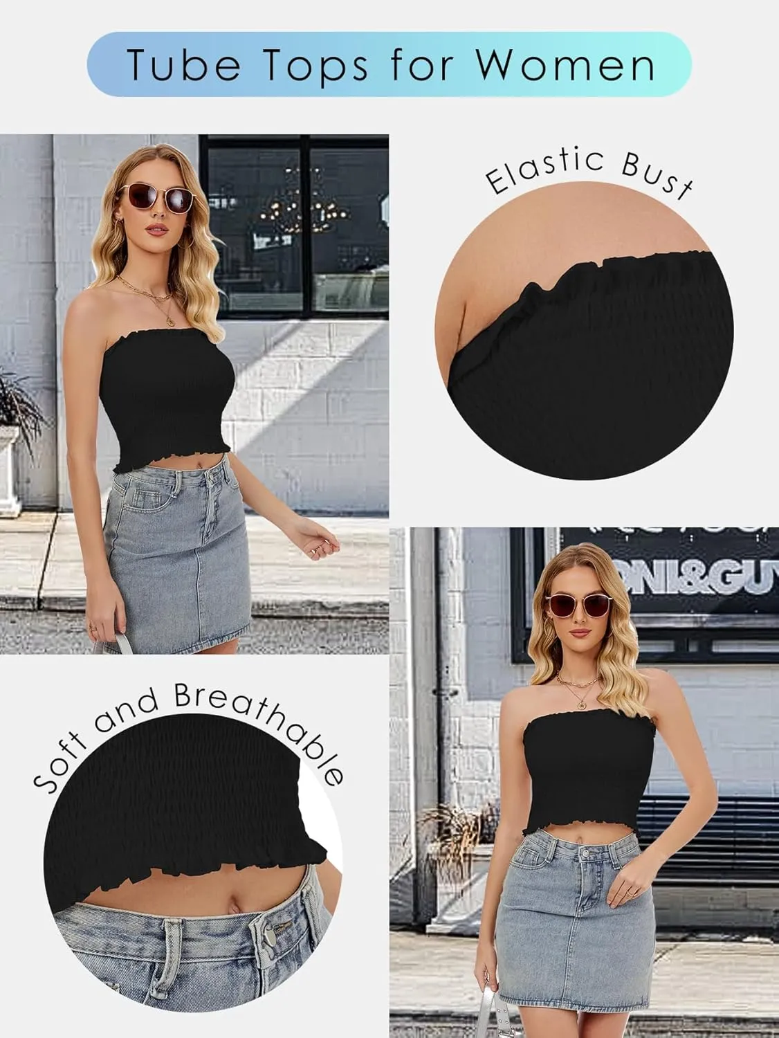 Womens Tube Top Summer Strapless Crop Tops Basic Tank Casual Sleeveless Shirt
