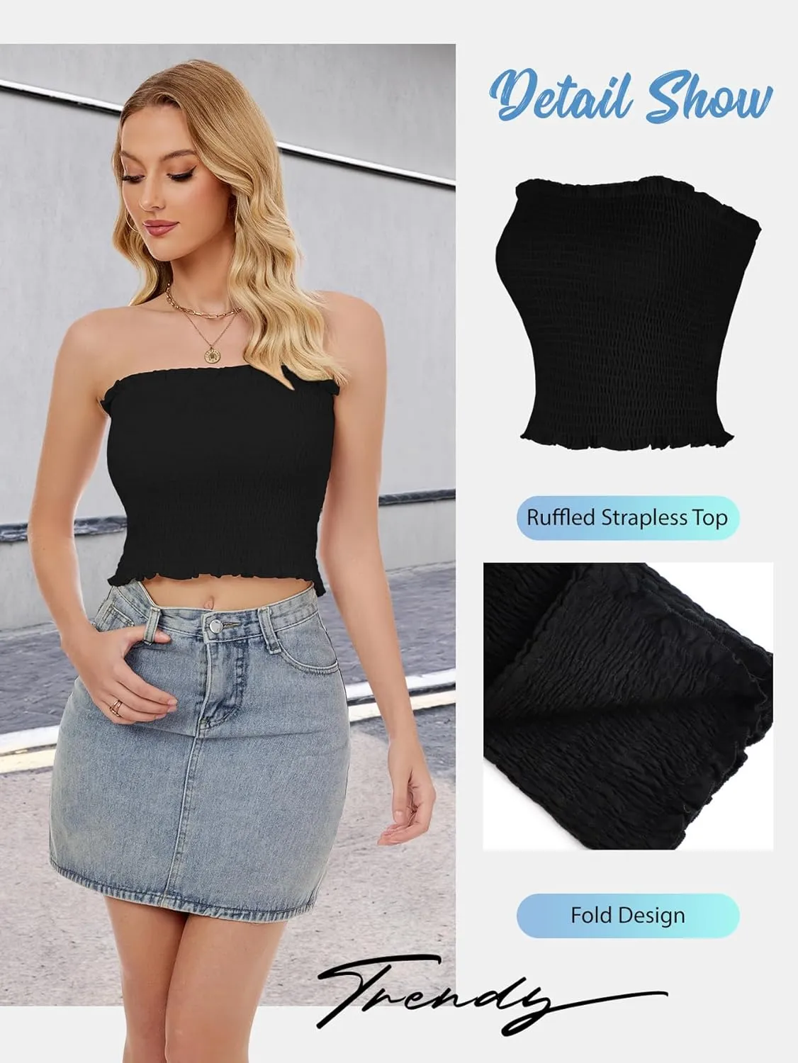 Womens Tube Top Summer Strapless Crop Tops Basic Tank Casual Sleeveless Shirt