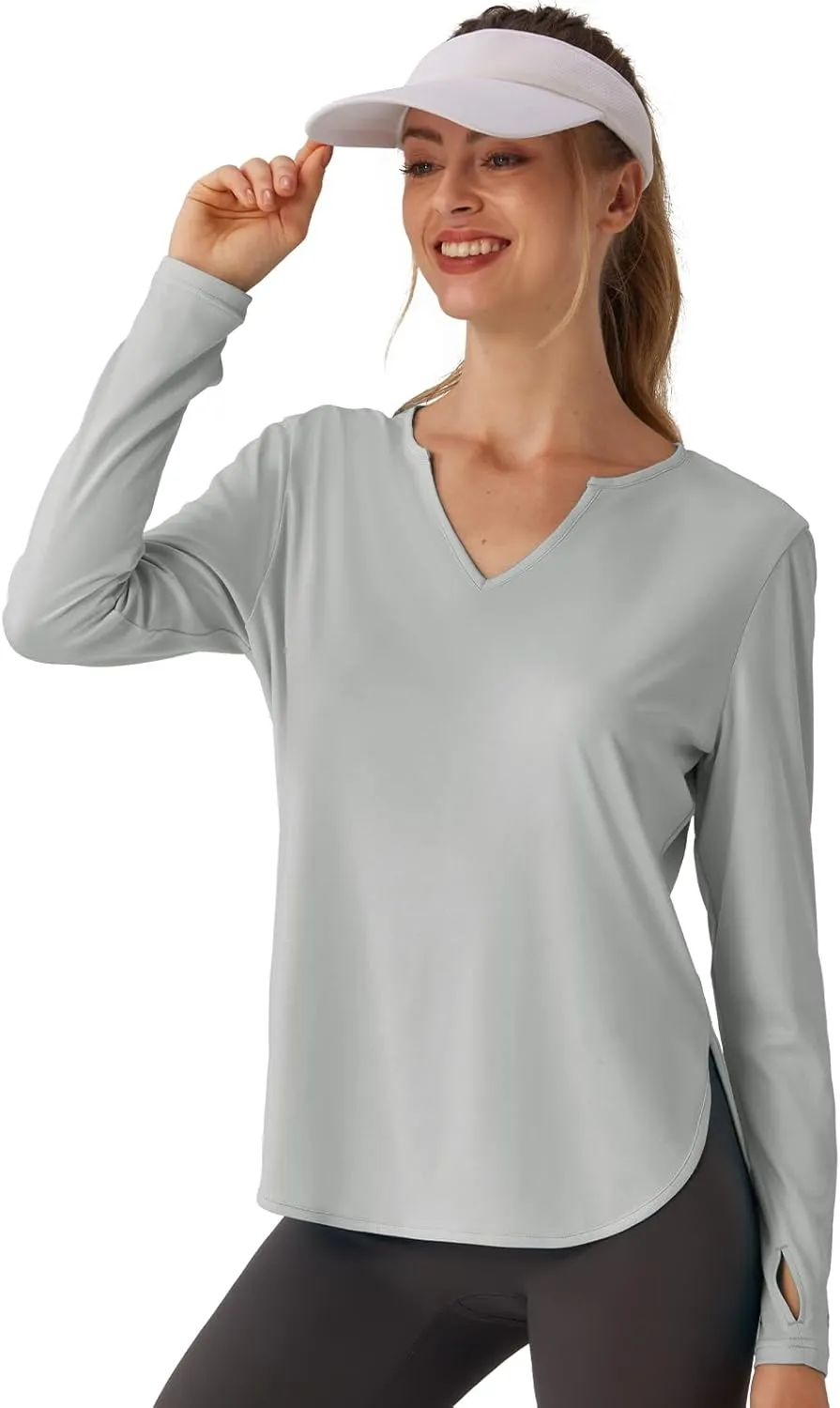Women's V-Neck UPF 50 Swim Rash Guard Shirt