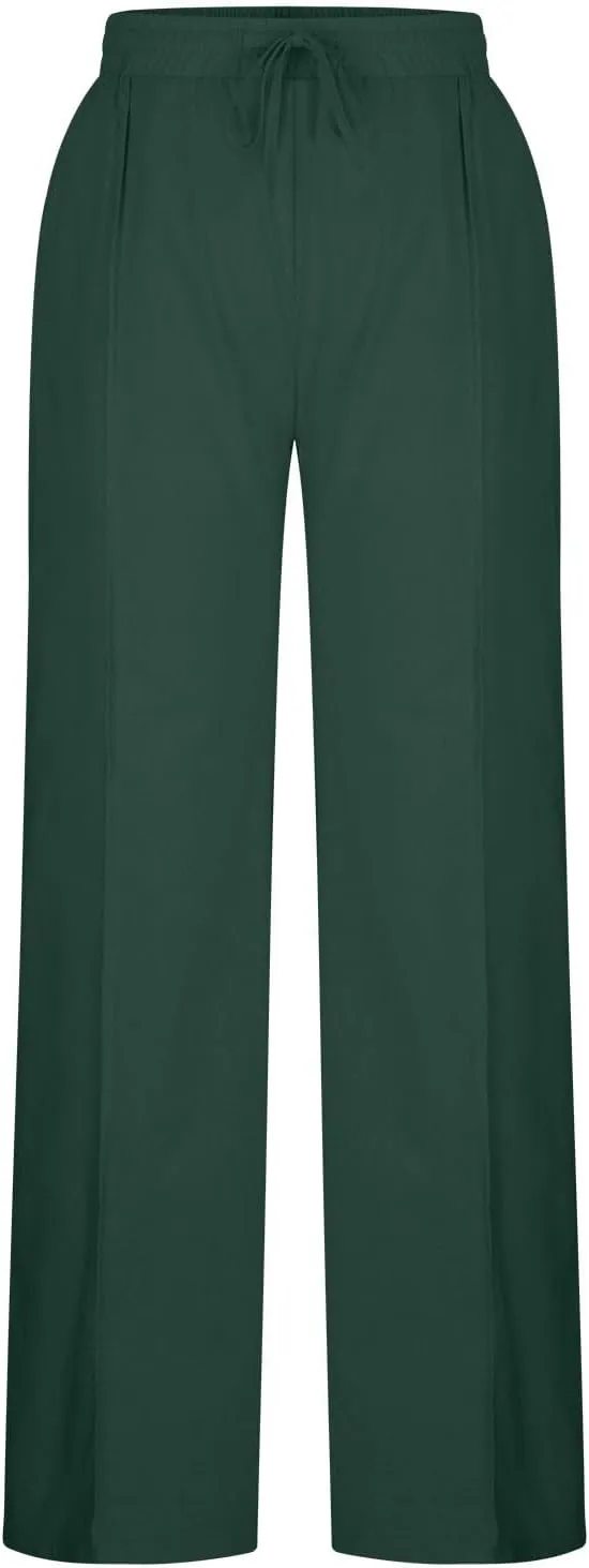Women's Vintage Wide Leg Pants Cotton Linen Harem Pants Summer Elastic Waist Casual Lightweight Baggy Slacks Trousers