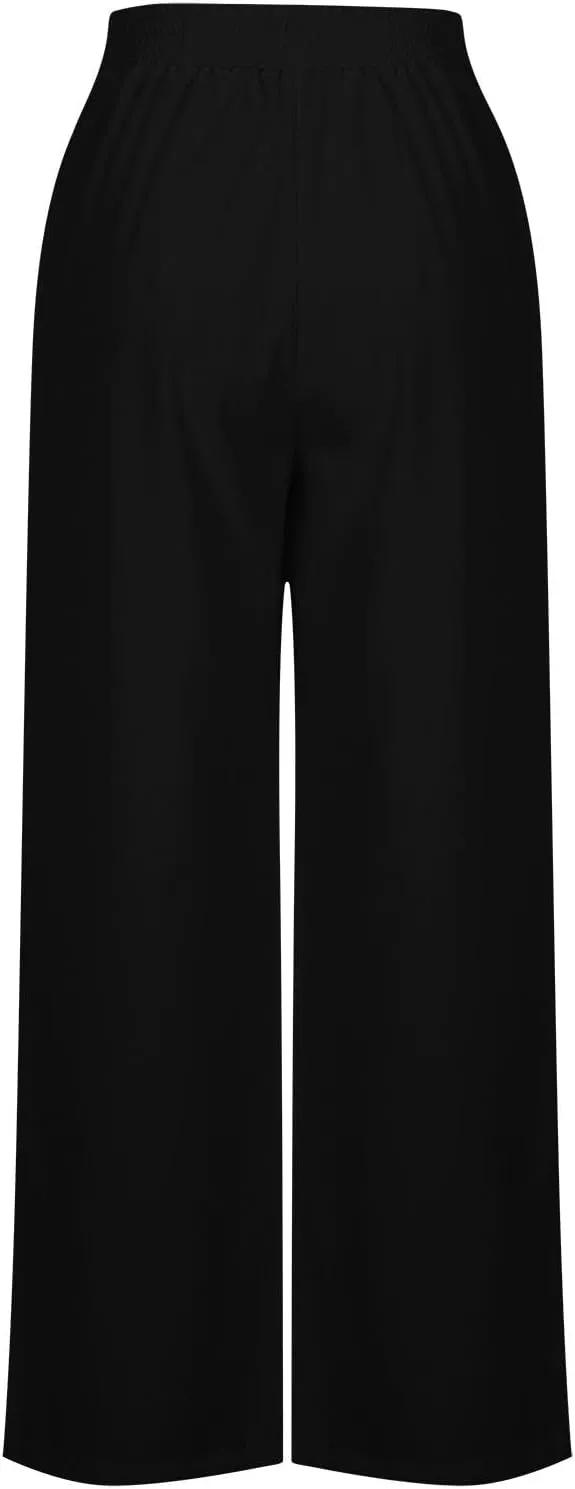 Womens Wide Leg Lightweight Pants Yoga Sport Palazzo Slacks High Waist Casual Travel Work Summer Trousers with Pockets