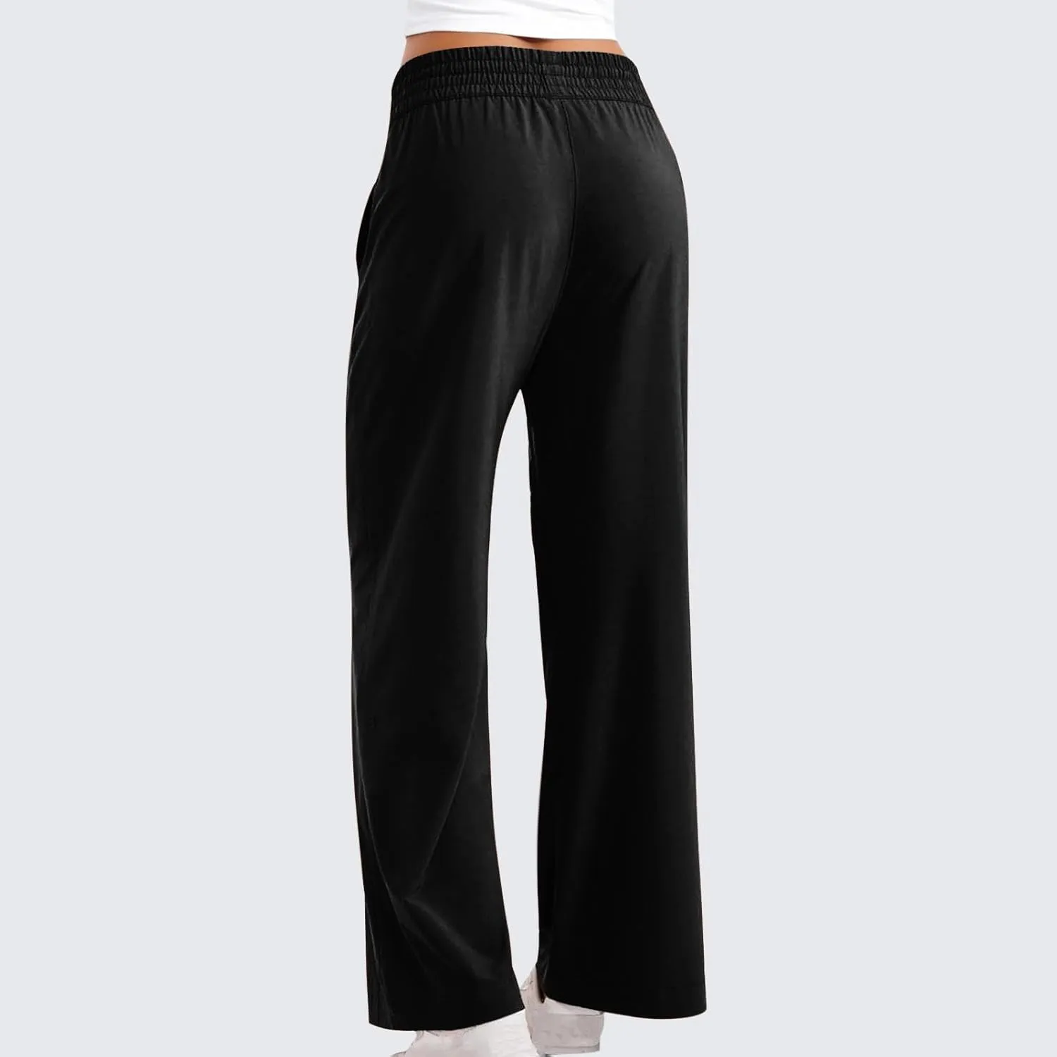 Womens Wide Leg Lightweight Pants Yoga Sport Palazzo Slacks High Waist Casual Travel Work Summer Trousers with Pockets