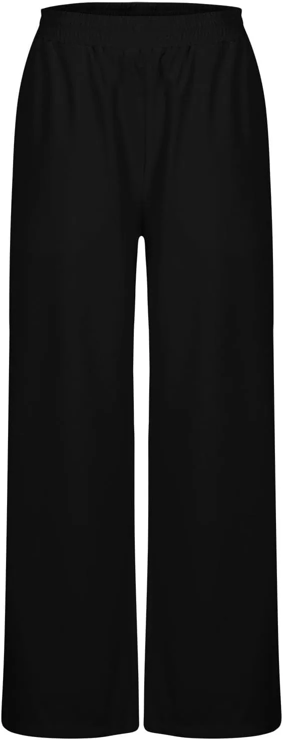 Womens Wide Leg Lightweight Pants Yoga Sport Palazzo Slacks High Waist Casual Travel Work Summer Trousers with Pockets