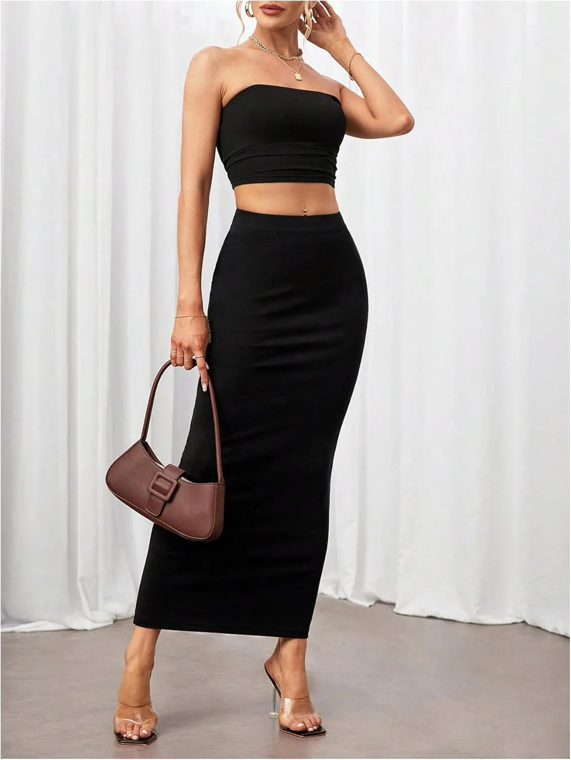 Women's Y2K Maxi Skirt Bodycon High Waisted Elegant Business Pencil Long Skirts