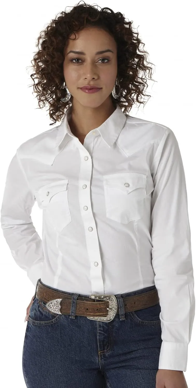 Wrangler Women's Western Yoke Two Snap Flap Pocket Shirt