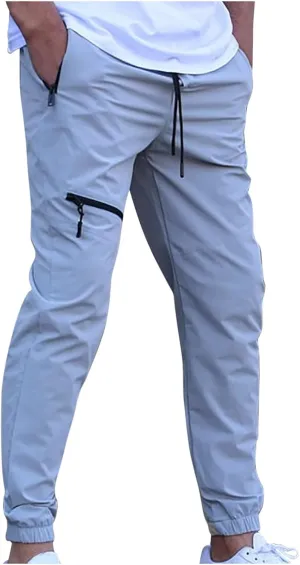 Xiaojmake Men's Casual Waffle Joggers Pants Lightweight Slim Fit Sweatpants Workout Hiking Pants Open Bottom Lounge Trousers