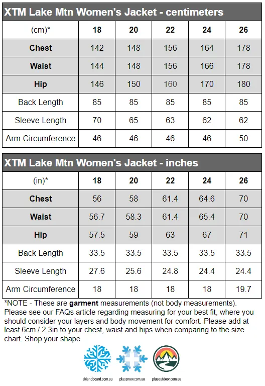 XTM Lake Mtn Womens Plus Size Snow Jacket Sizes 18 - 26