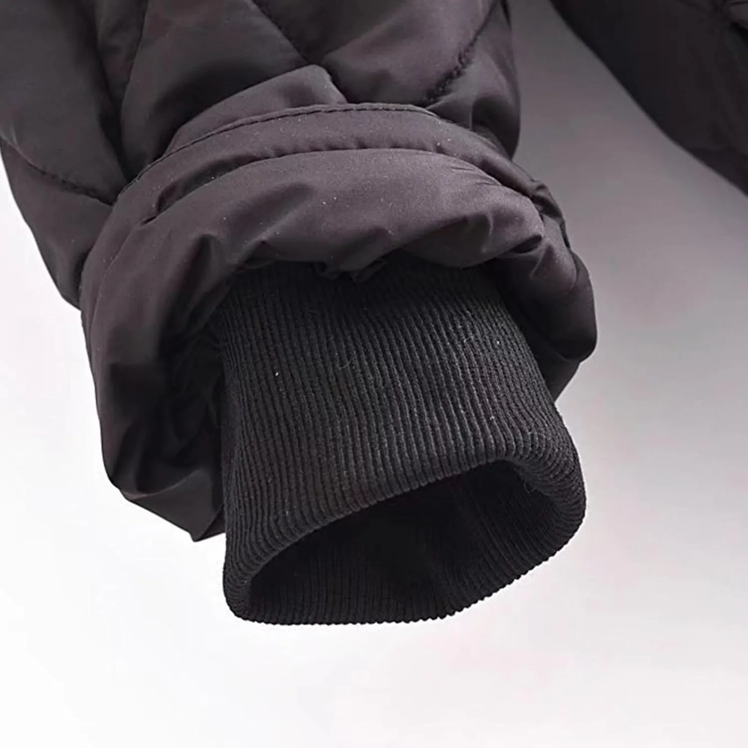 XUNRYAN Women Quilted Puffer Jacket Hooded Winter Warm Coat Mid Long Thicken Padded Cotton Down Jackets Overcoat Outerwear