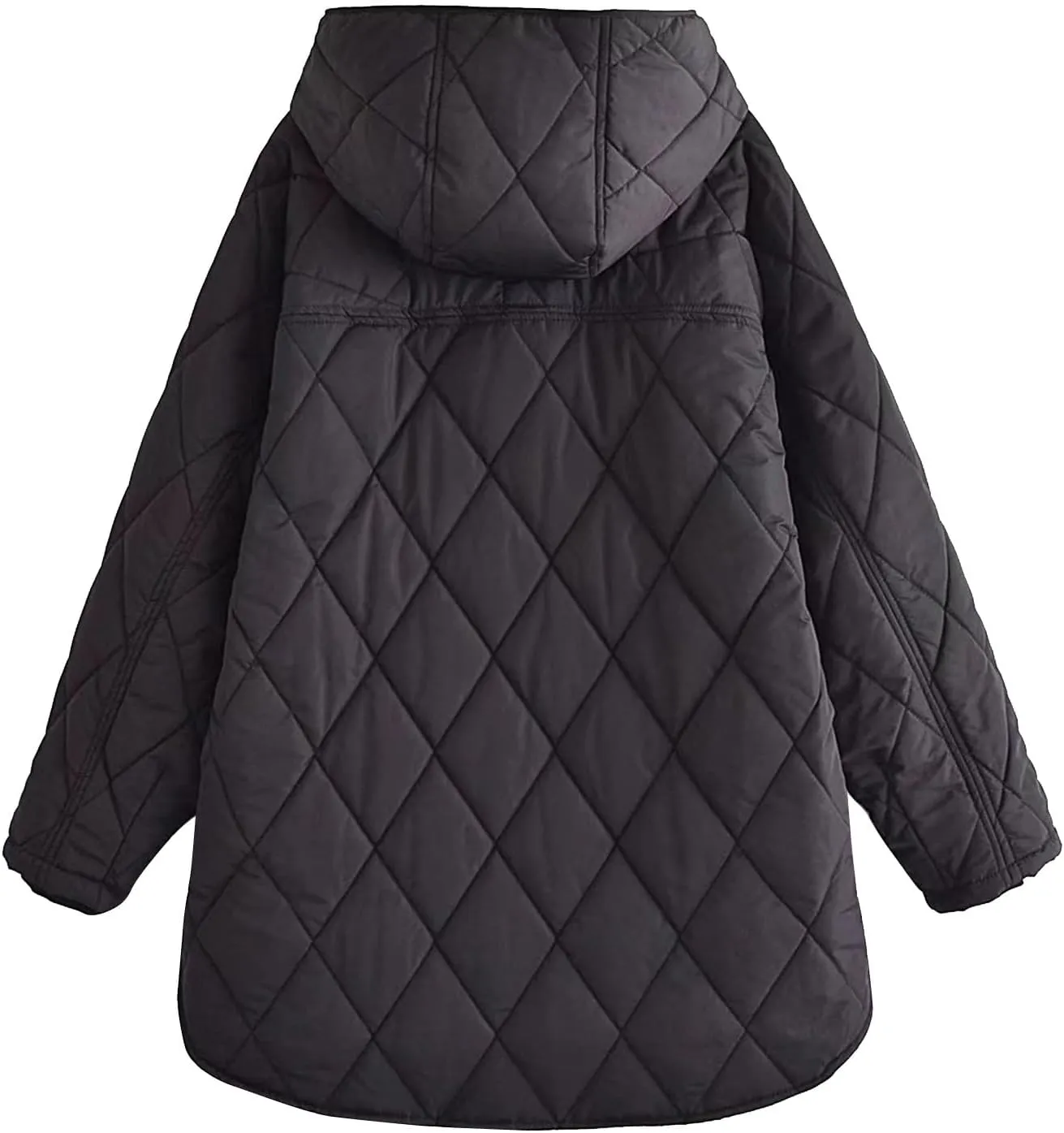 XUNRYAN Women Quilted Puffer Jacket Hooded Winter Warm Coat Mid Long Thicken Padded Cotton Down Jackets Overcoat Outerwear