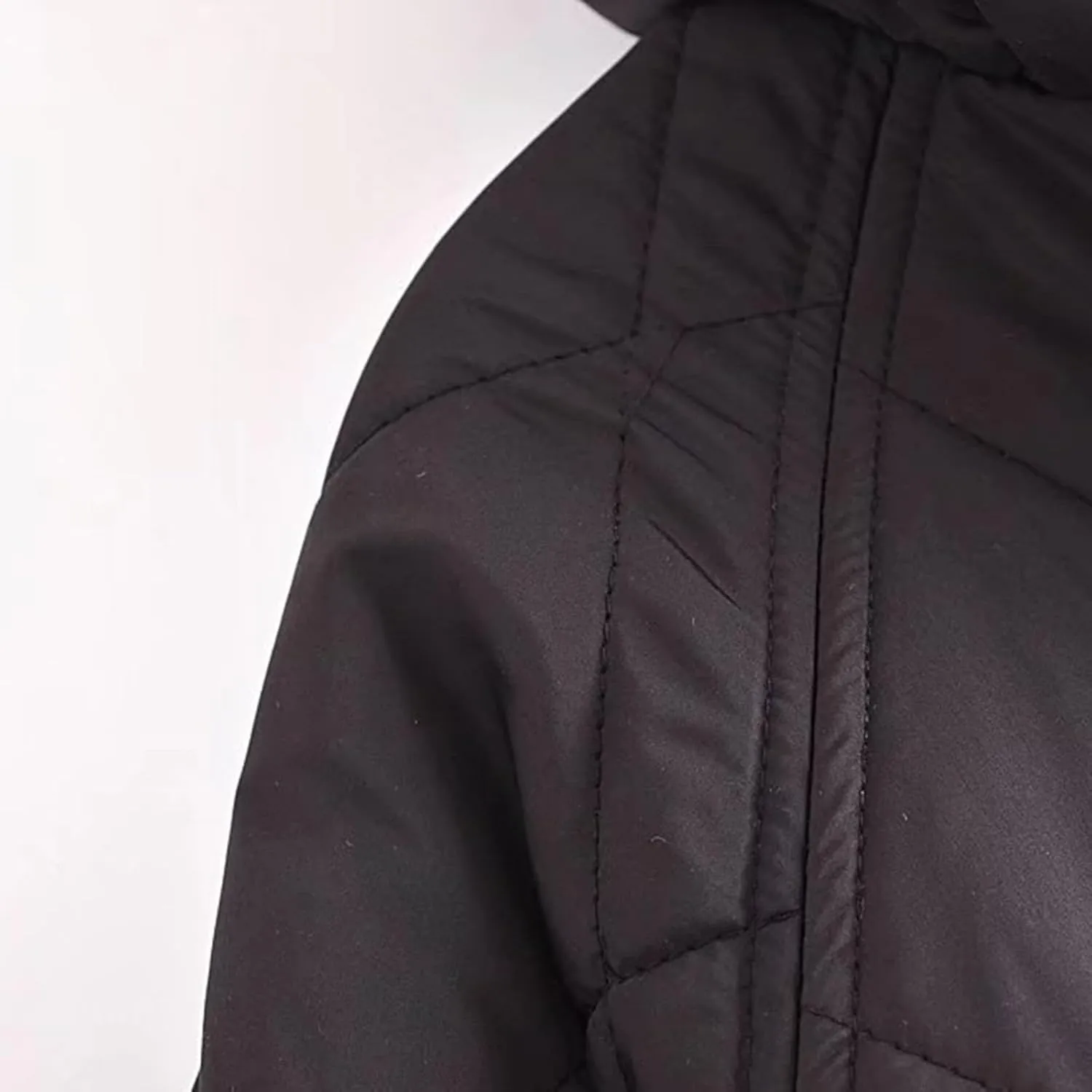 XUNRYAN Women Quilted Puffer Jacket Hooded Winter Warm Coat Mid Long Thicken Padded Cotton Down Jackets Overcoat Outerwear