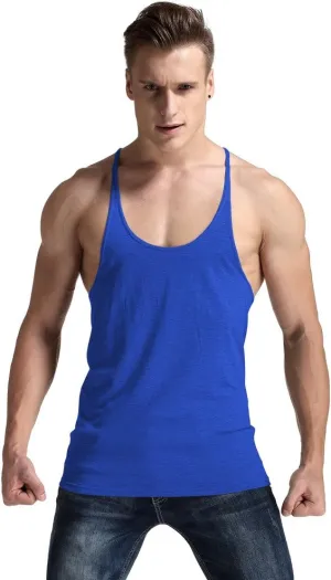 YAKER Men's Fitness Gym Tank Top Singlet Bodybuilding Stringers Sleeveless Muscle Shirt