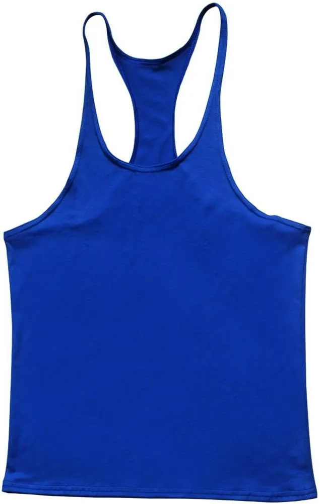 YAKER Men's Fitness Gym Tank Top Singlet Bodybuilding Stringers Sleeveless Muscle Shirt