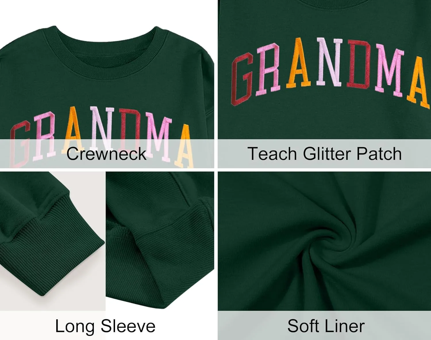 YI XIANG RAN Grandma Sweatshirt for Women - Embroidered Long Sleeve Pullover Top, Oversized