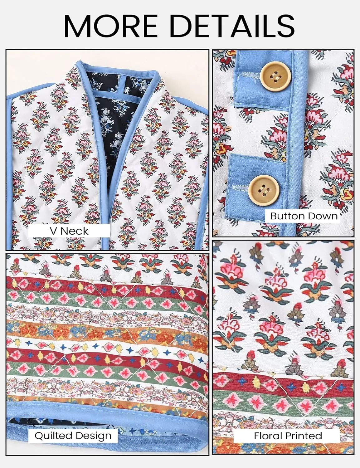 Yimoon Women's Quilted Jacket Lightweight Floral Print Cropped Puffer Coat Short Padded Open Front Winter Outwear