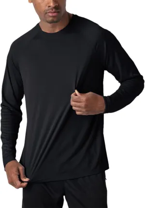 Yiqinyuan Men's T-Shirts Summer Long Sleeve Performance Quick Dry Breathable Hiking T-Shirts Black