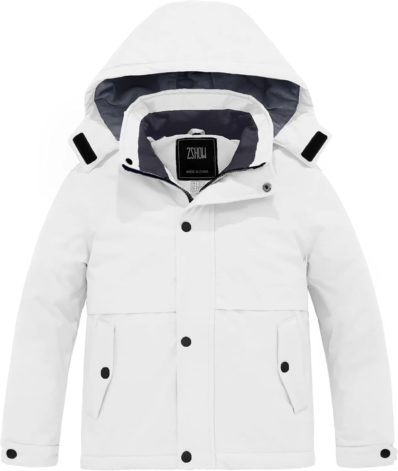 ZSHOW Boys' Waterproof Ski Jacket Hooded Fleece Lined Raincoat Warm Winter Coat